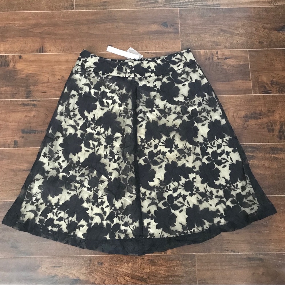 Apt. 9 Black Overlay Gold A-Line Skirt NEW